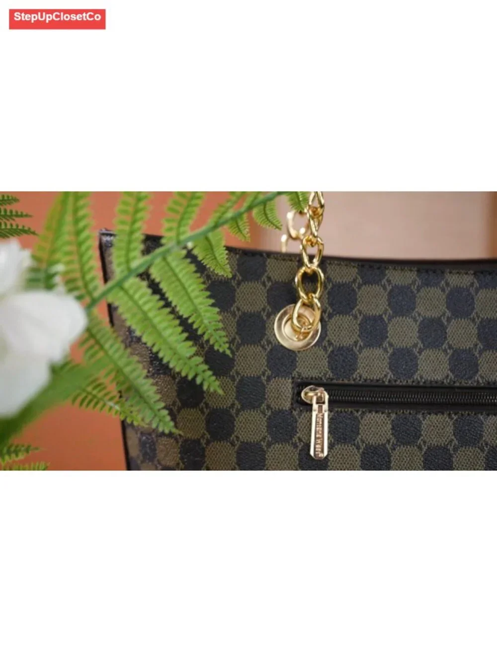 Vegan Leather Chain Top Handle Tote Bag for Women Large Capacity